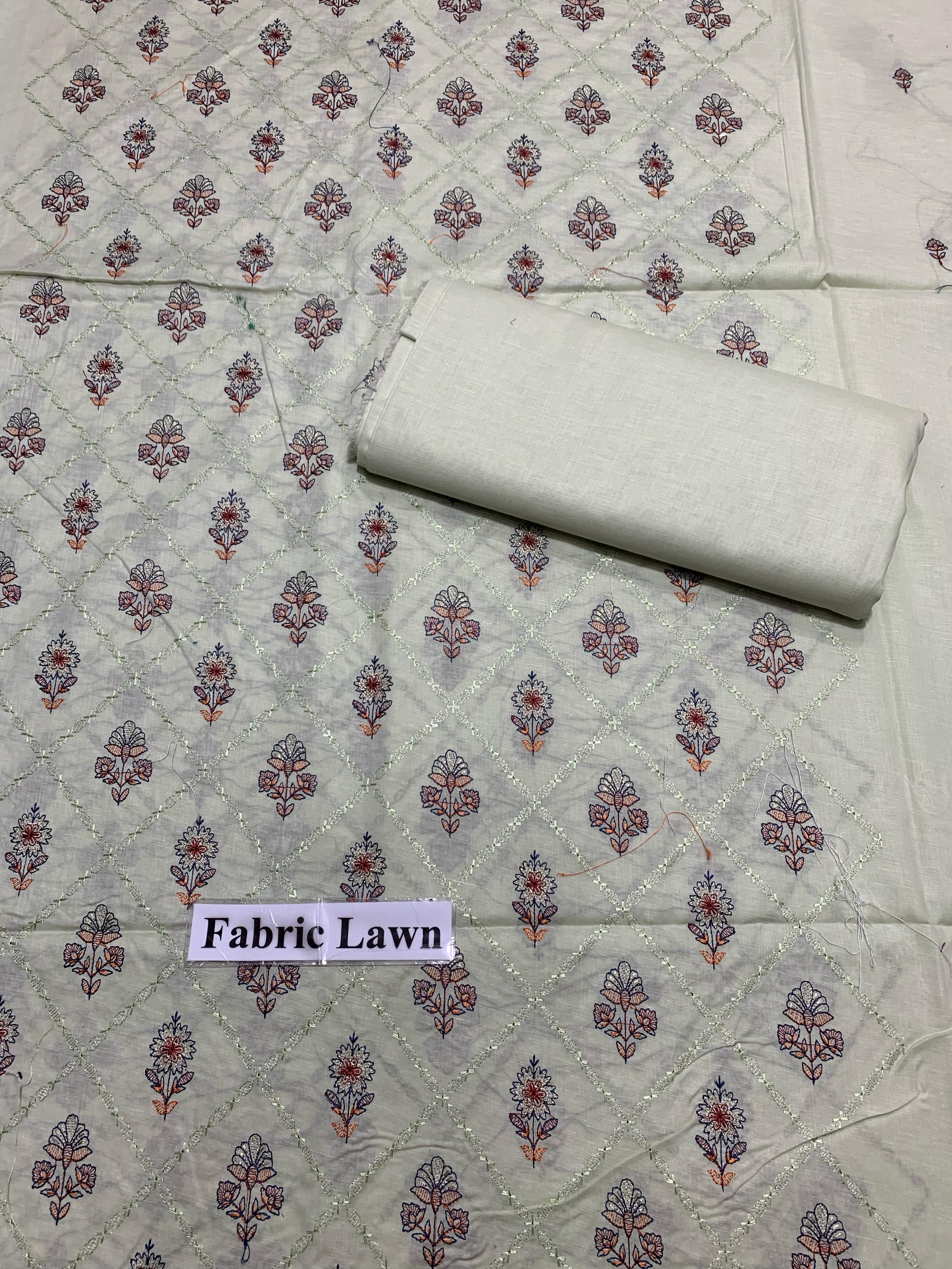 Embroidered - Lawn 2 Pcs Unstitched Shirt and Trouser.