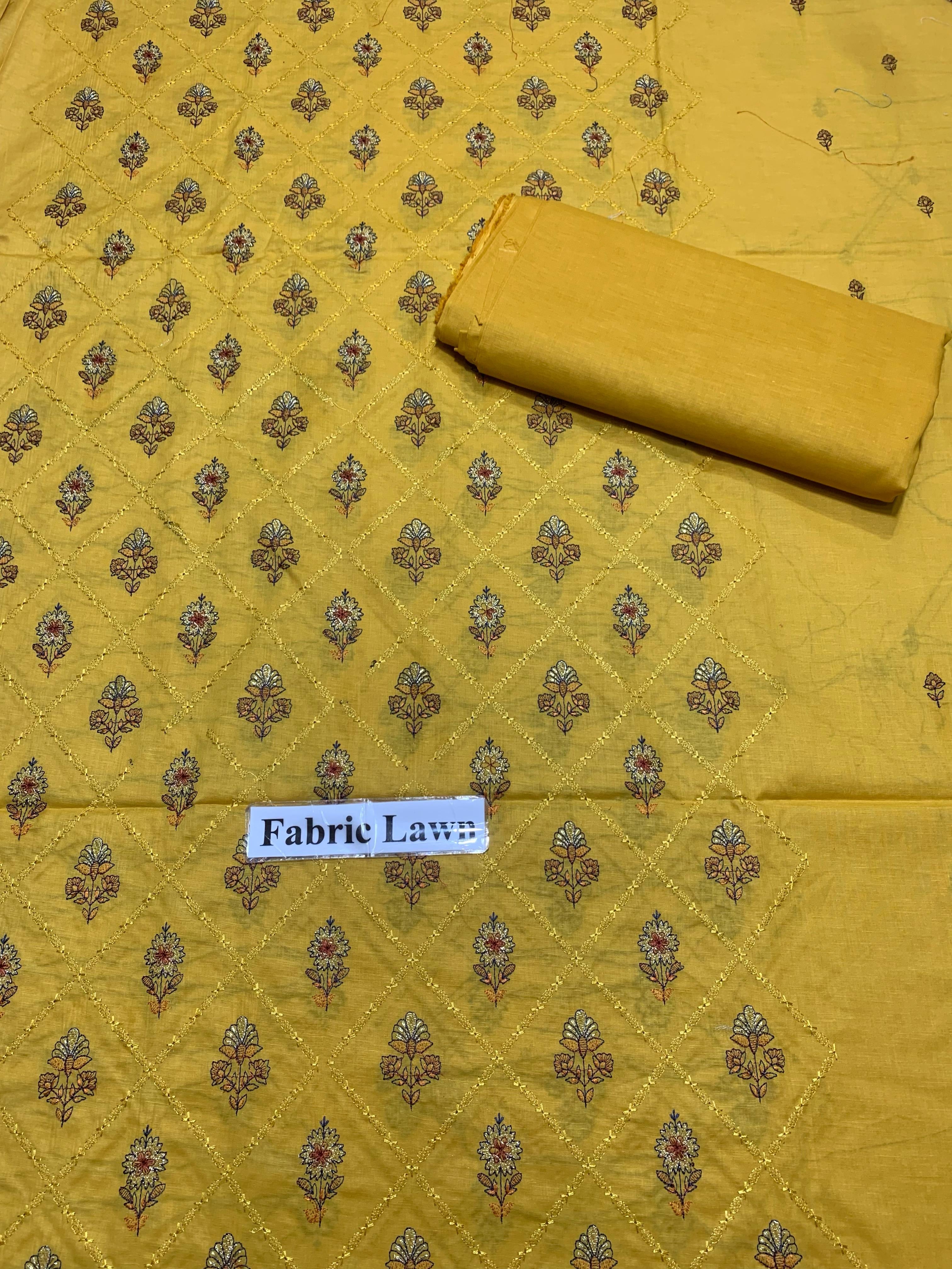 Embroidered - Lawn 2 Pcs Unstitched Shirt and Trouser.