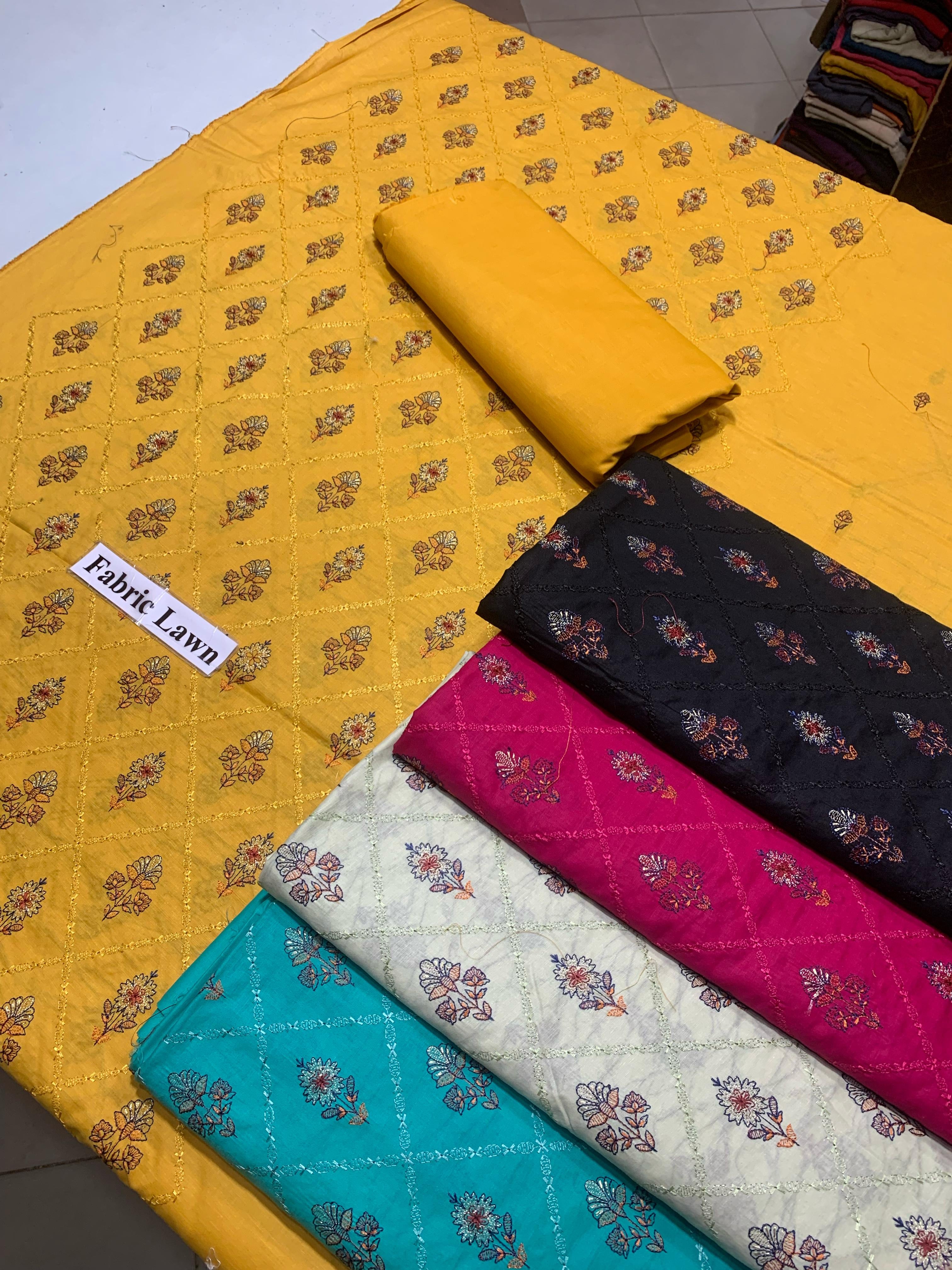 Embroidered - Lawn 2 Pcs Unstitched Shirt and Trouser.