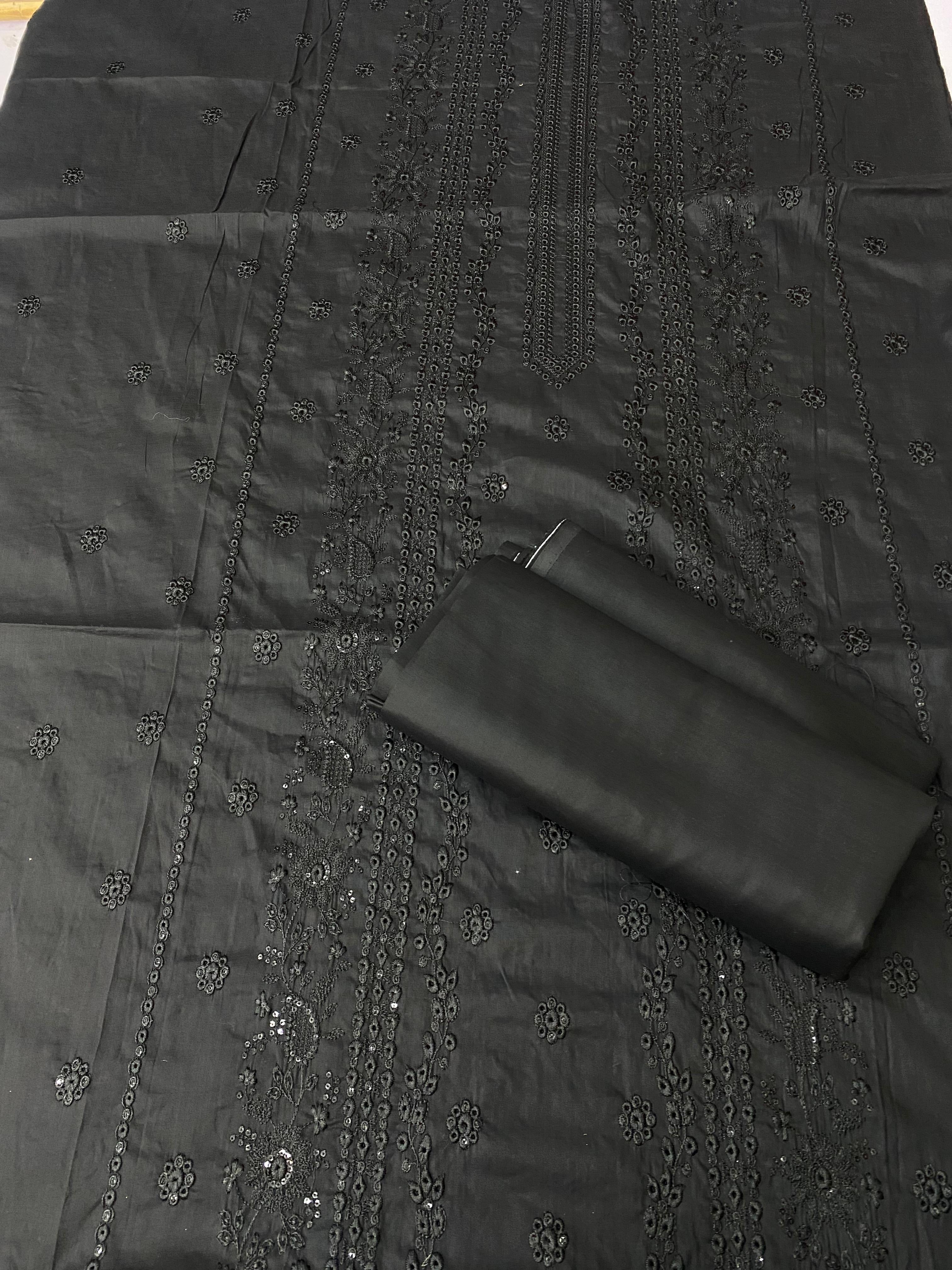 Black Collection 7 Different Embroidered - Lawn 2 Pcs Unstitched Shirt and Trouser