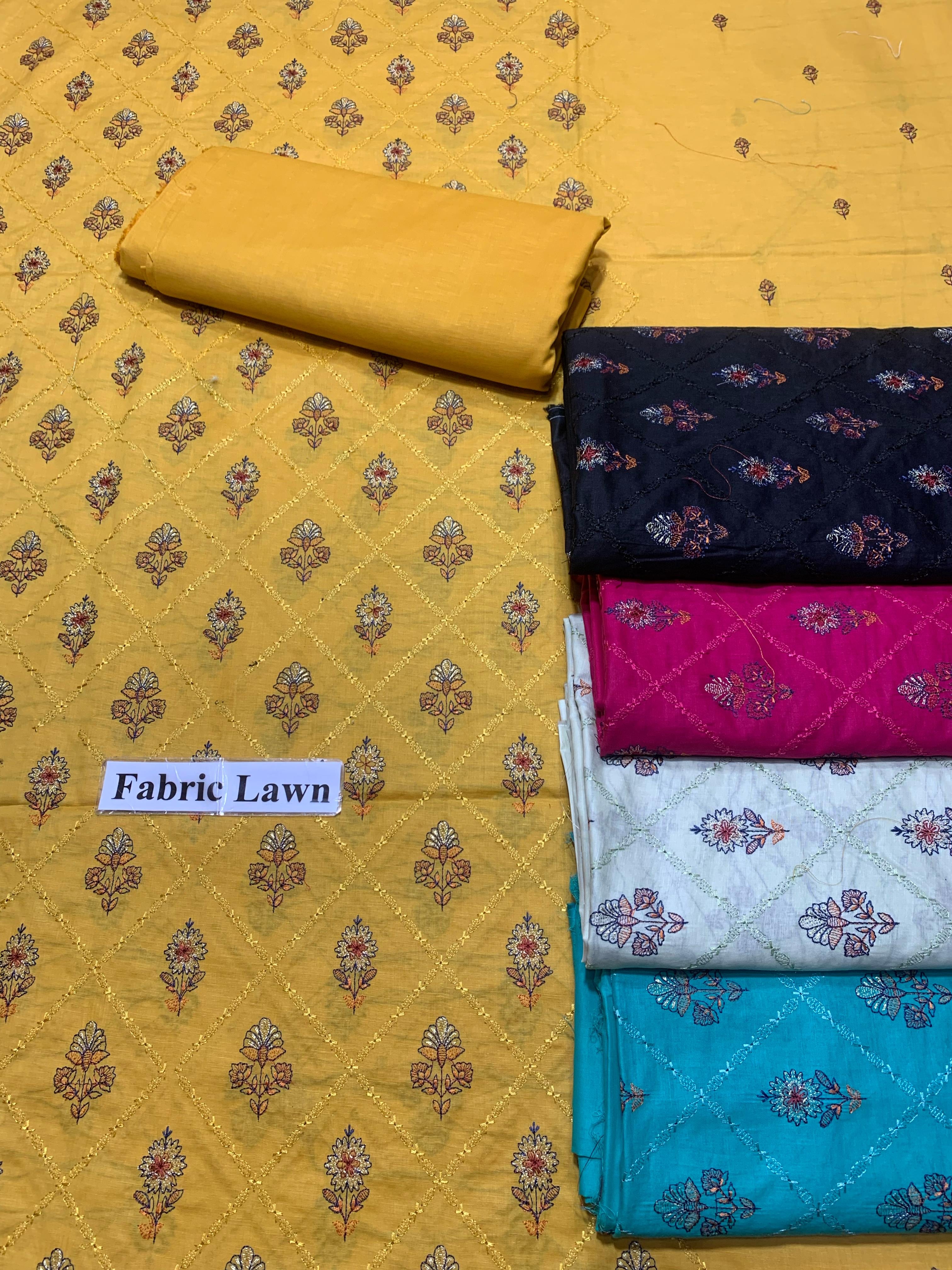 Embroidered - Lawn 2 Pcs Unstitched Shirt and Trouser.
