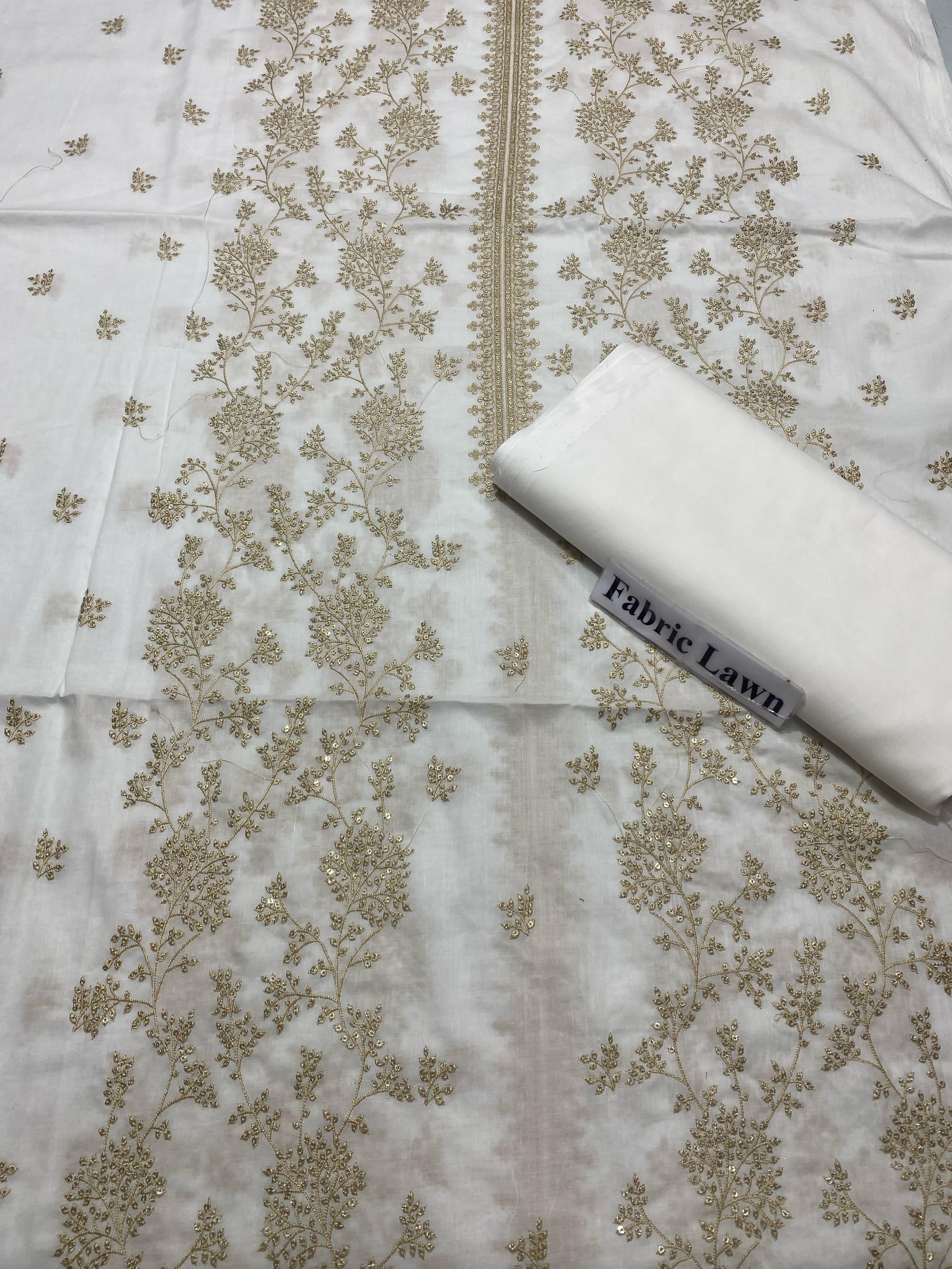 Embroidered - Lawn 2 Pcs Unstitched Shirt and Trouser.