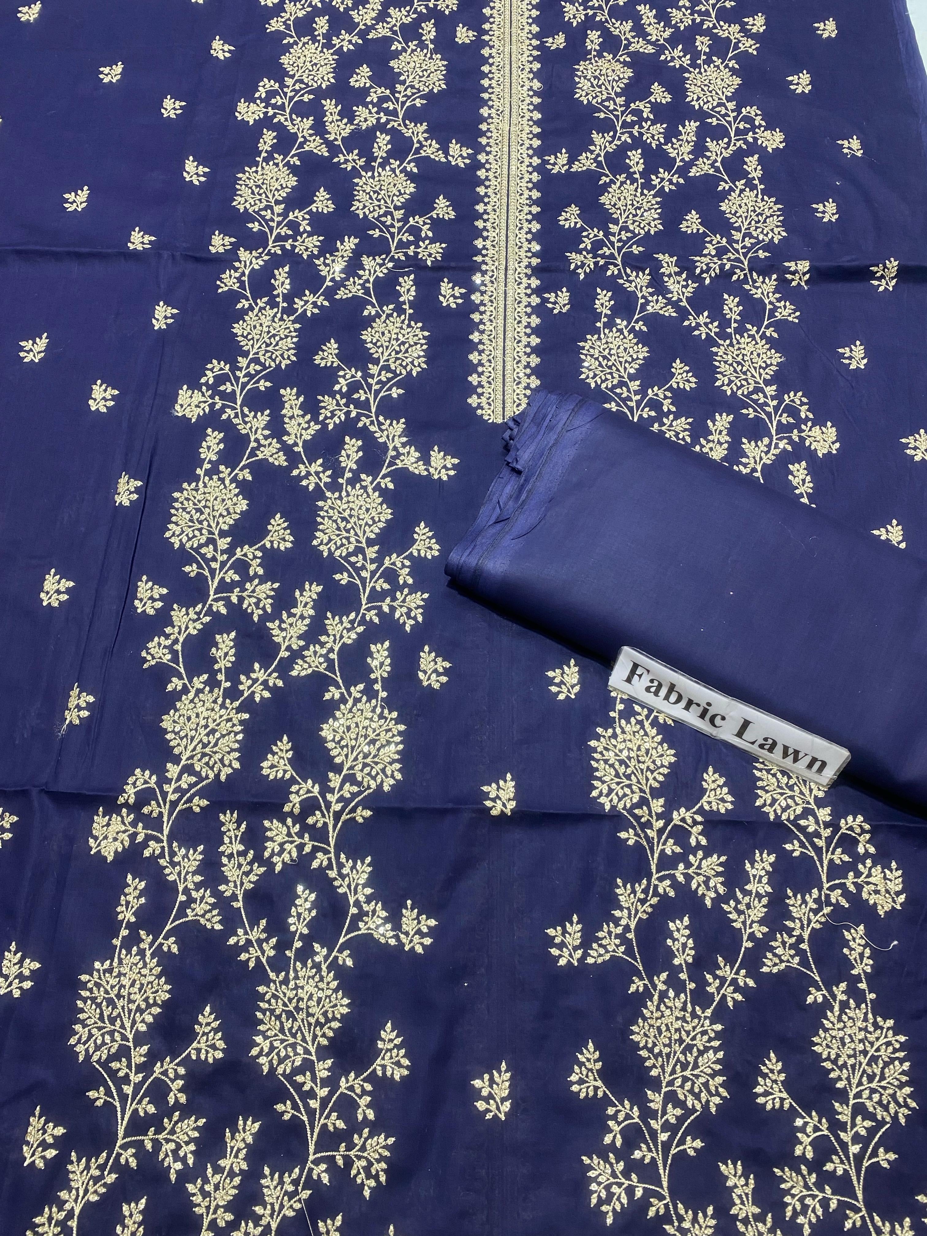 Embroidered - Lawn 2 Pcs Unstitched Shirt and Trouser.