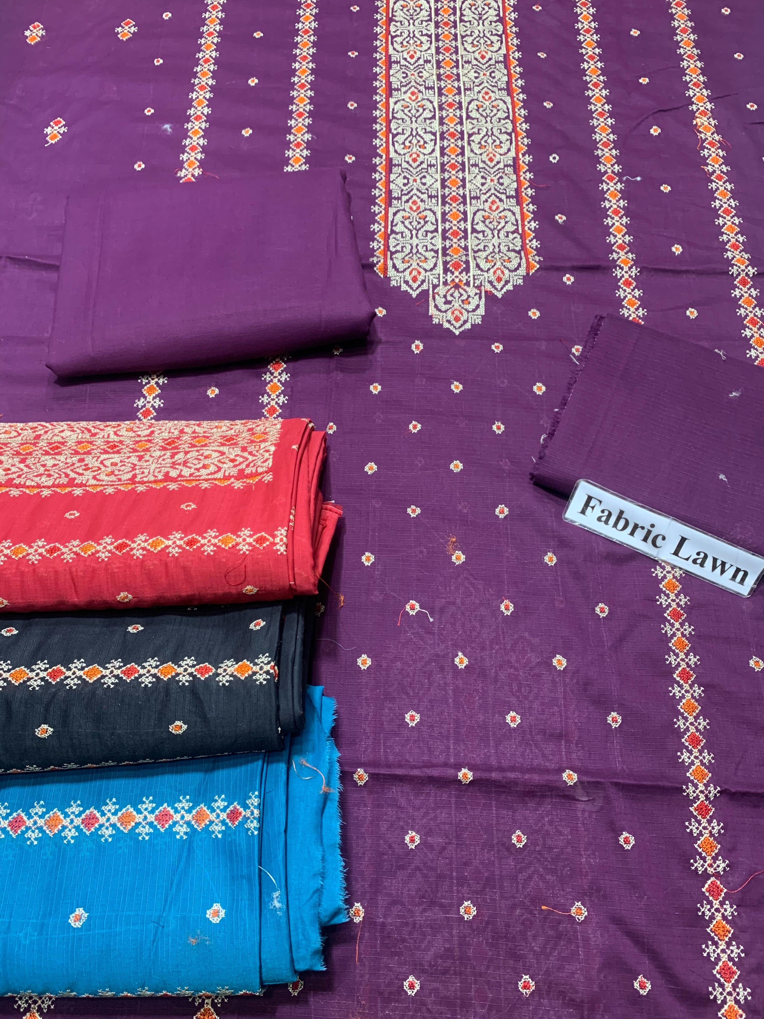 Embroidered - Lawn 2 Pcs Unstitched Shirt and Trouser