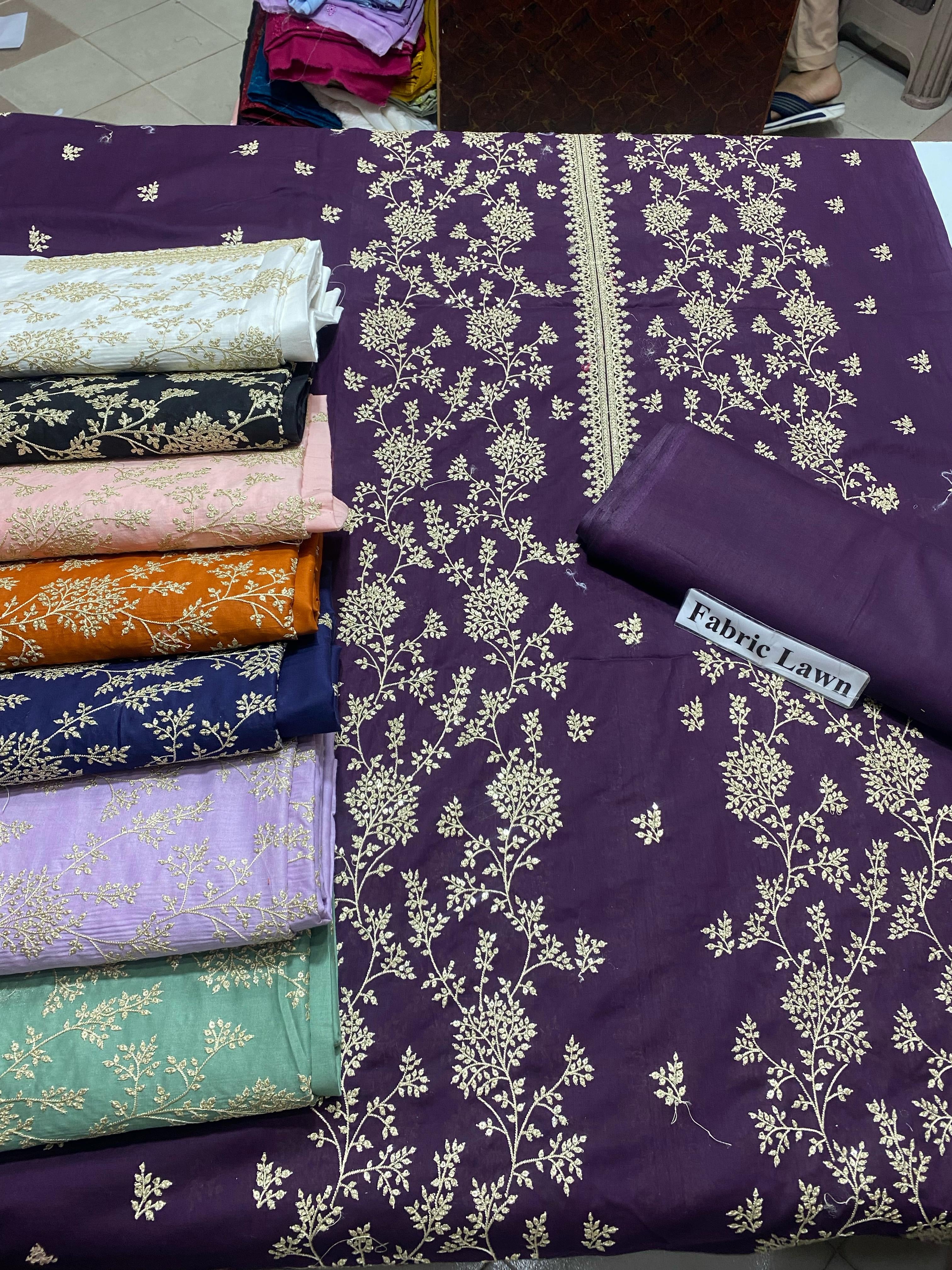 Embroidered - Lawn 2 Pcs Unstitched Shirt and Trouser.