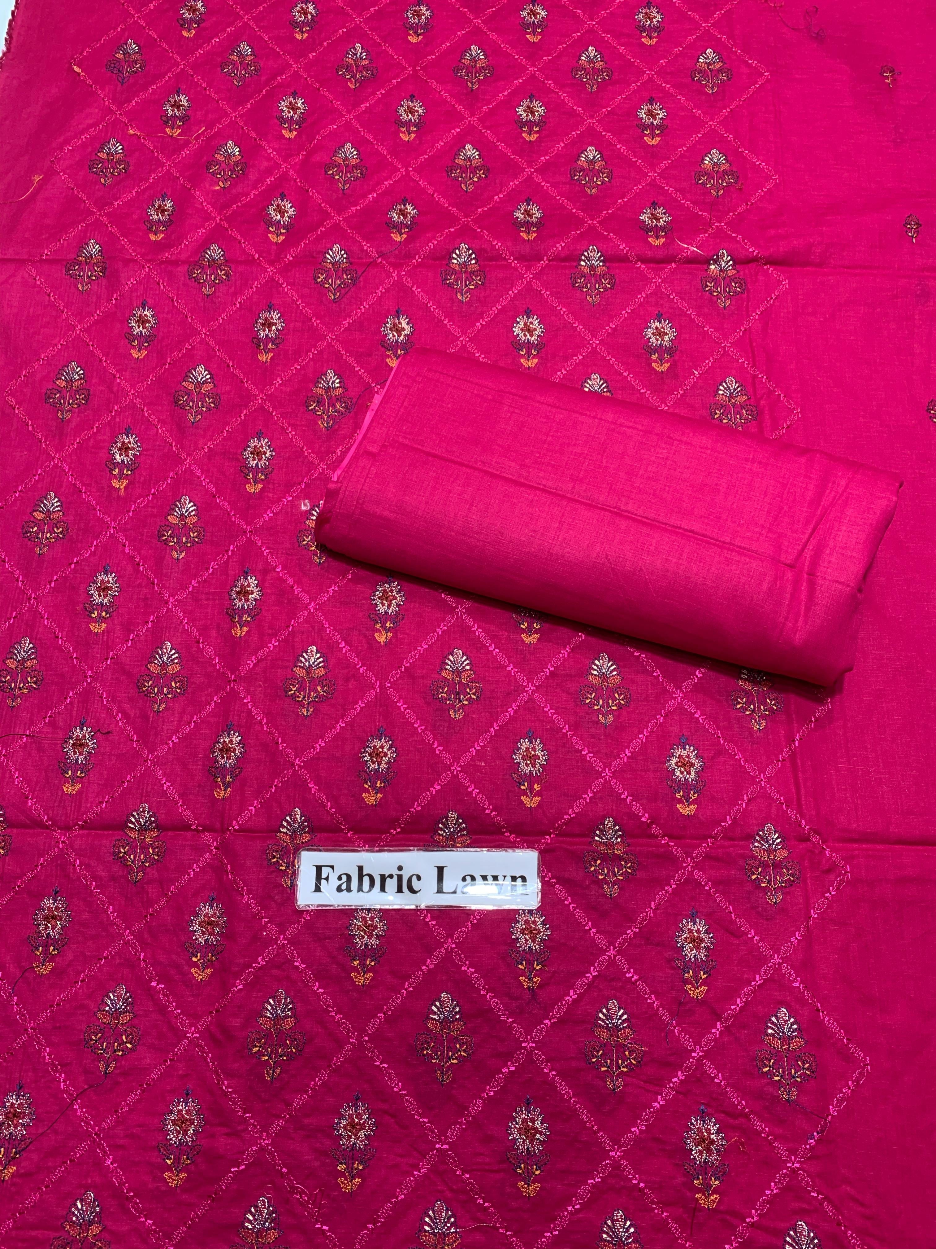 Embroidered - Lawn 2 Pcs Unstitched Shirt and Trouser.