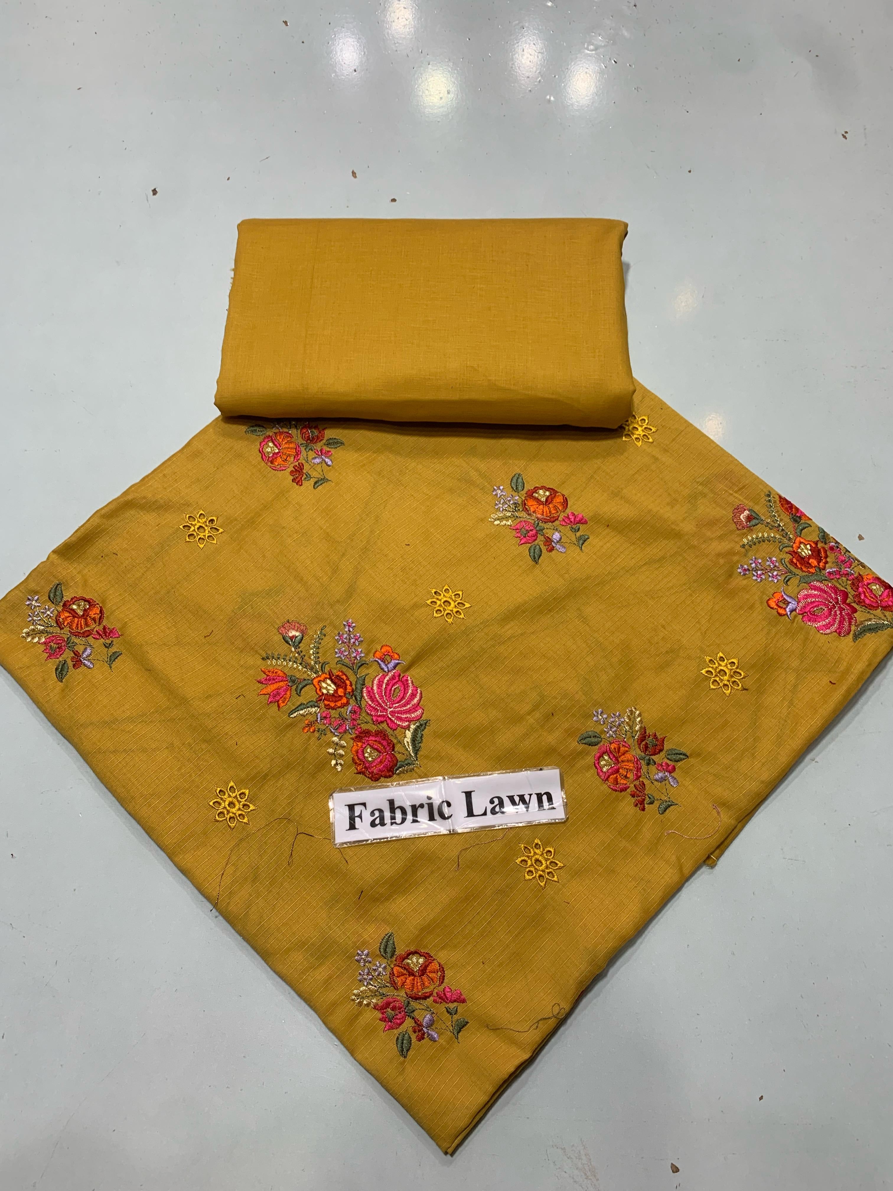 Bana Doria Chikan Kari Lawn 2 Pcs Embroidered Unstitched Suit - Summer Oufits.