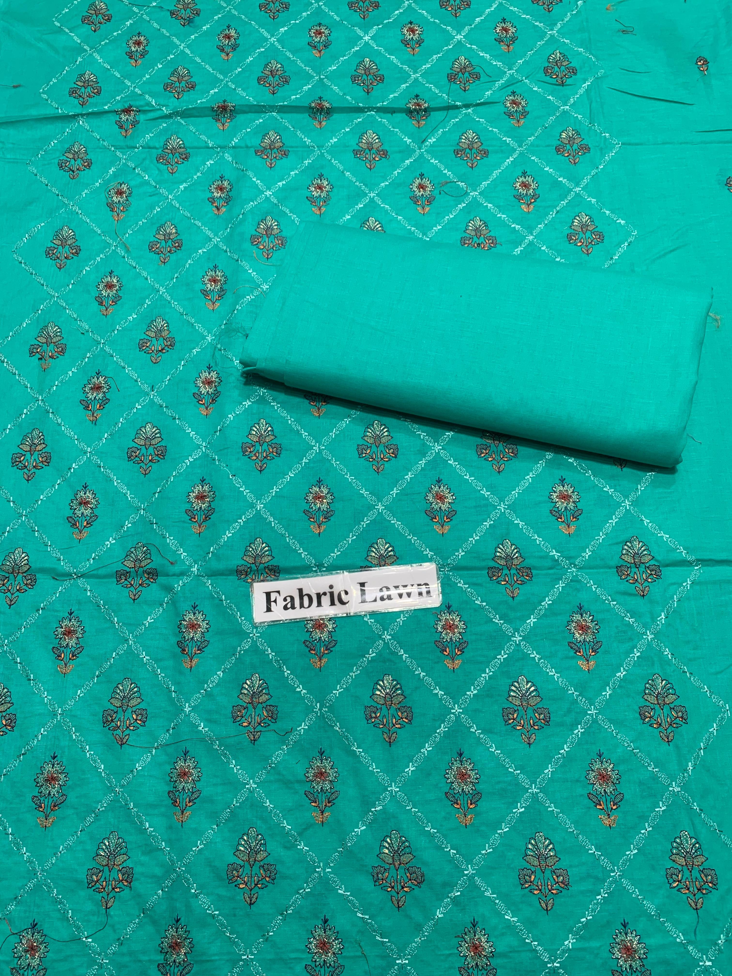 Embroidered - Lawn 2 Pcs Unstitched Shirt and Trouser.