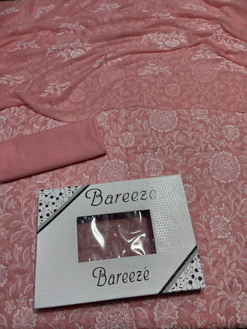 Bareeze - Lawn 3 Pcs Allover Embroidered unstitched Dress with Chiffon Dupatta.