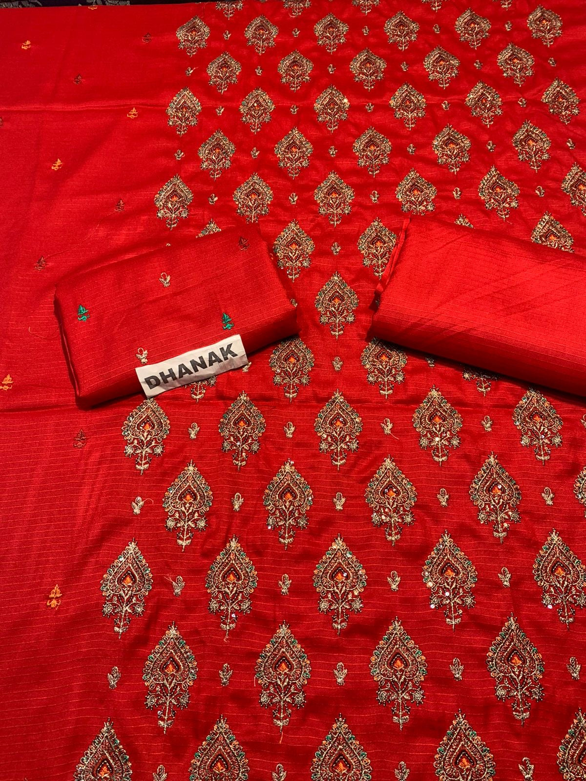 Doria Dhanak - 2Pcs Embroidered Shirt with Plain Trouser.