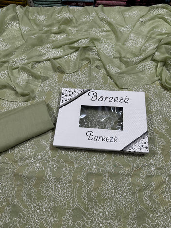 Bareeze Chikan Kari - Lawn 3 Pcs Allover Embroidered unstitched Dress with Chiffon Dupatta.