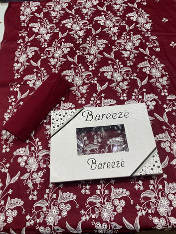 9mm - Lawn 2 Pcs Embroidered Unstitched Suit - Summer Oufits.