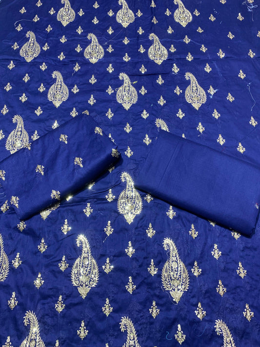 Beautiful Lawn 2 Pcs Embroidered Unstitched Suit - Summer Oufits.
