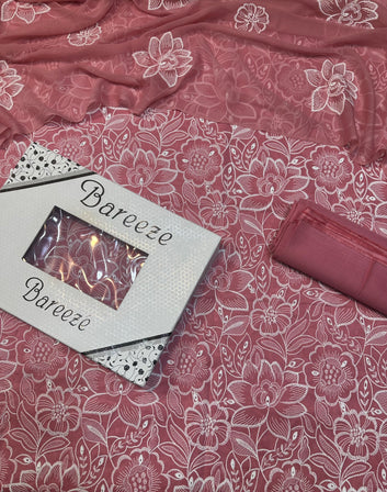 Bareeze Chikan Kari - Lawn 3 Pcs Allover Embroidered unstitched Dress with Chiffon Dupatta.