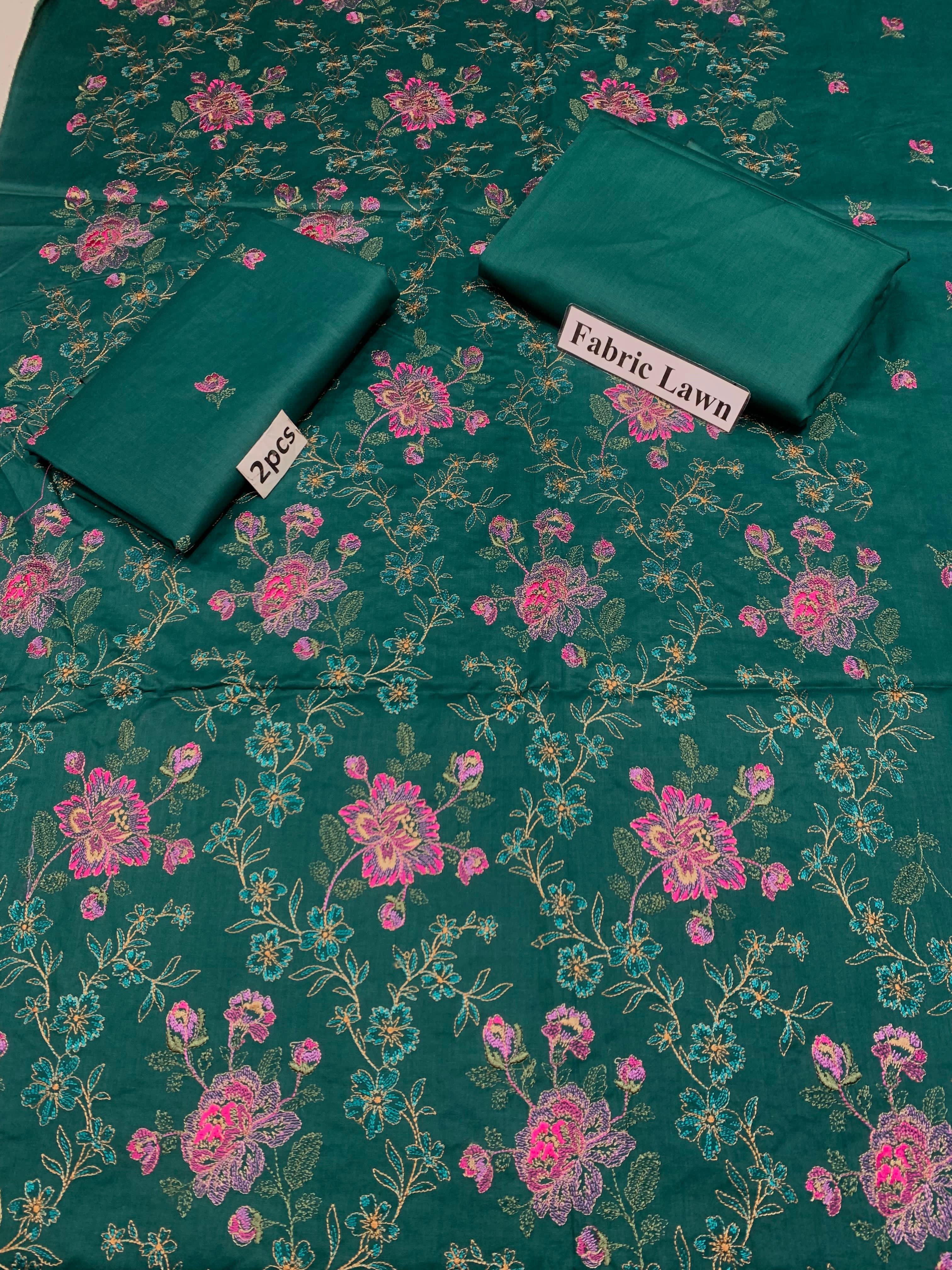 Embroidered - Lawn 2 Pcs   Unstitched Shirt and Trouser