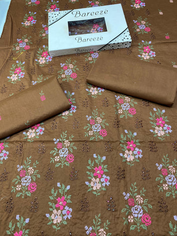 Chikan Kari - Lawn 2 Pcs Embroidered Unstitched Suit - Summer Oufits.