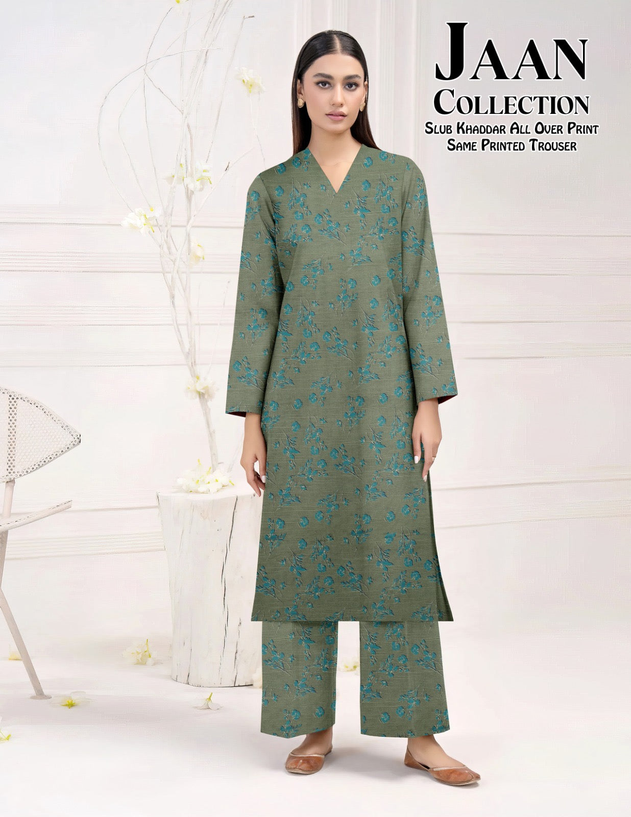 Khaddar - 2Pcs Printed Shirt and Trouser