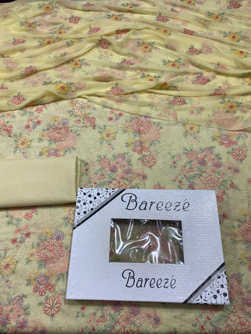 Bareeze - Lawn 3 Pcs Allover Embroidered unstitched Dress with Chiffon Dupatta.