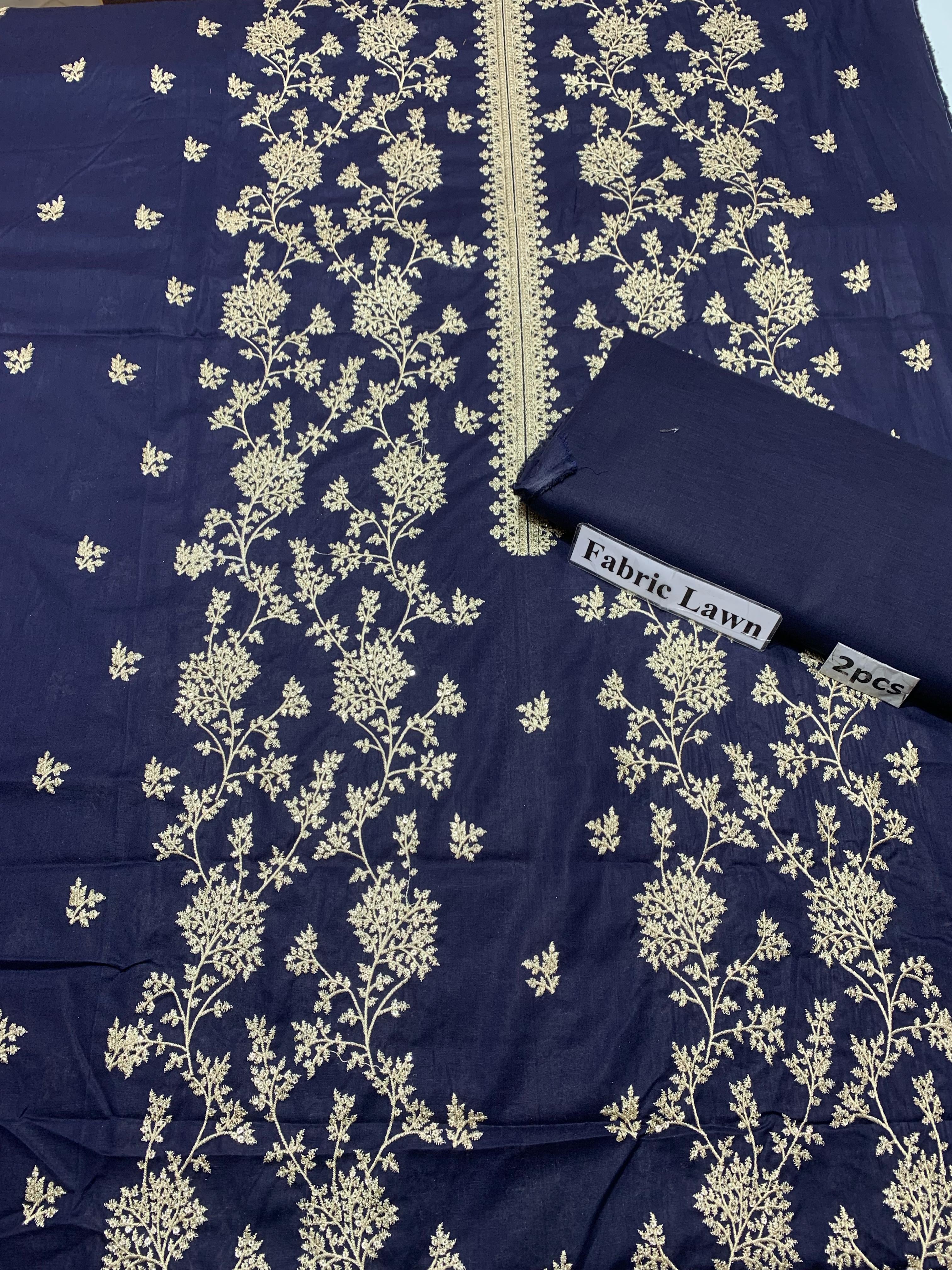 Embroidered - Lawn 2 Pcs   Unstitched Shirt and Trouser