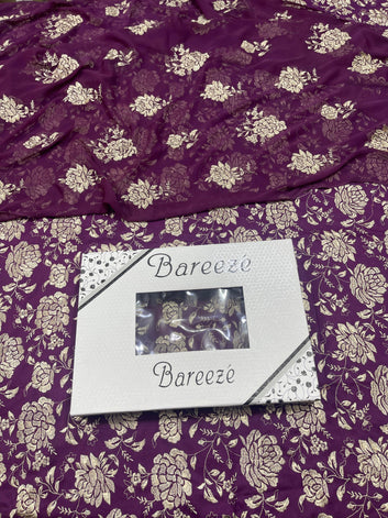 Bareeze - Lawn 3 Pcs Allover Embroidered unstitched Dress with Chiffon Dupatta.