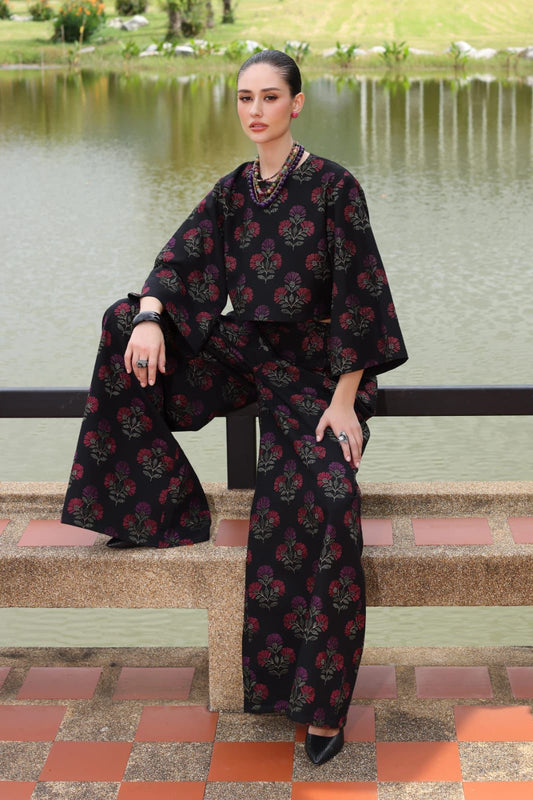 Bareeze- Karandi 3 Pcs All Over Embroidered Unstitched Suit With Chiffon Dupatta