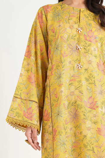 Bareeze- Karandi 3 Pcs All Over Embroidered Unstitched Suit With Chiffon Dupatta