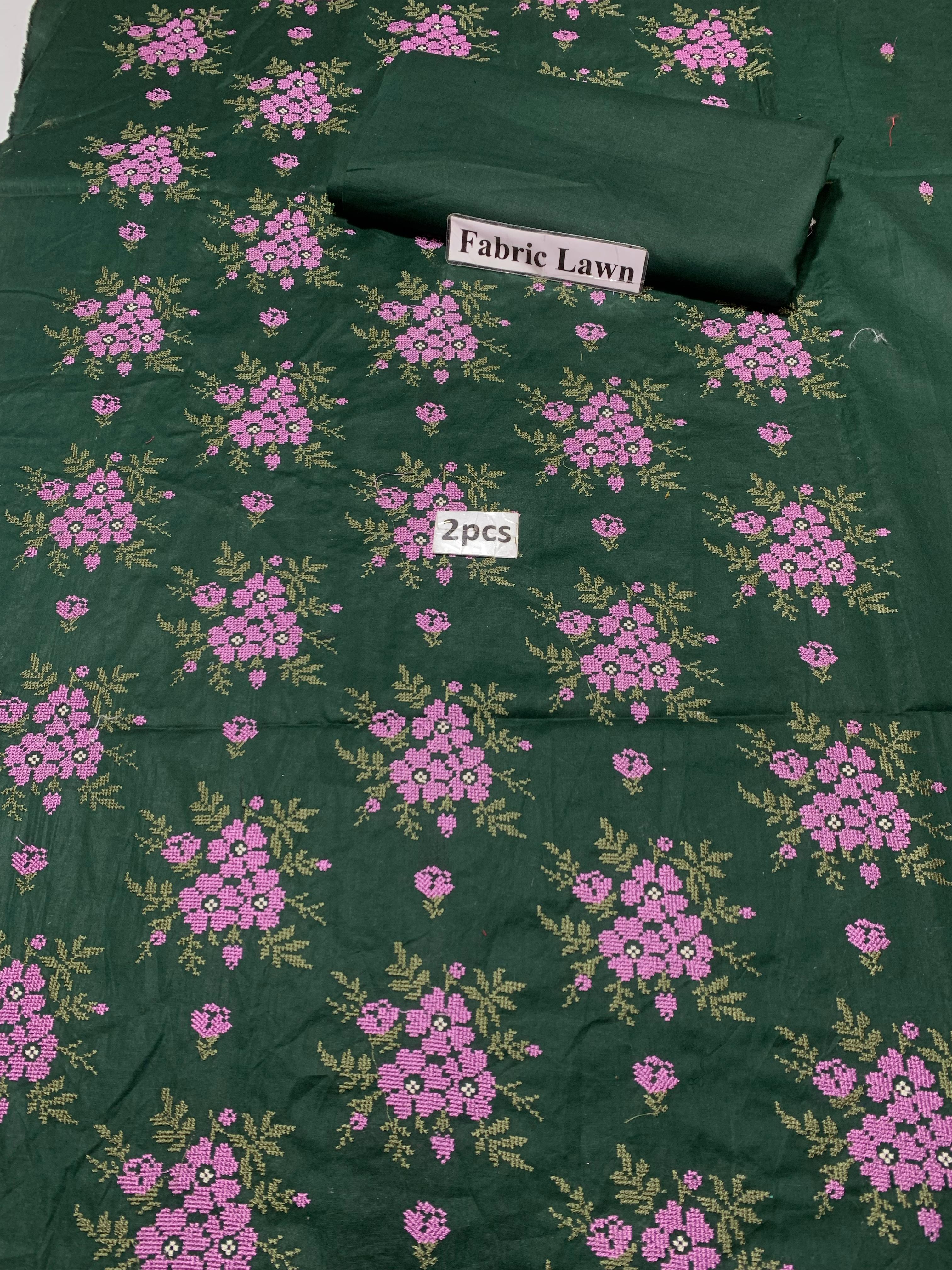 Embroidered - Lawn 2 Pcs   Unstitched Shirt and Trouser