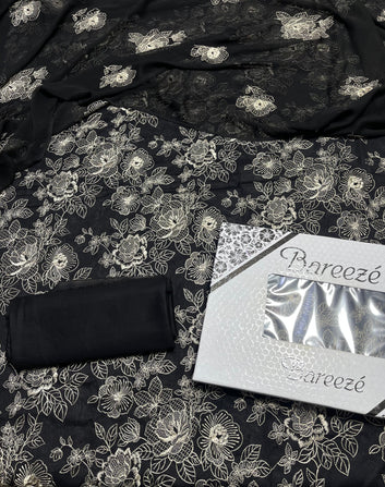 Bareeze - Lawn 3 Pcs Allover Embroidered unstitched Dress with Chiffon Dupatta.