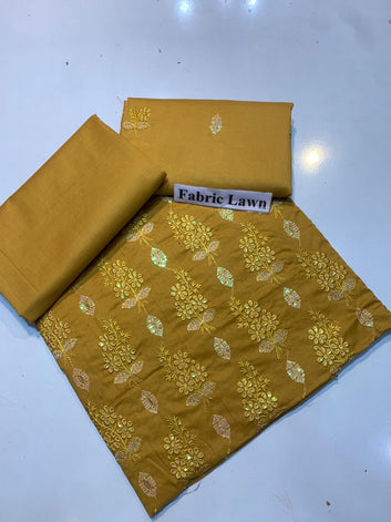 Premium Embroidered Lawn 2 Pcs Unstitched Suit - Summer Oufits.