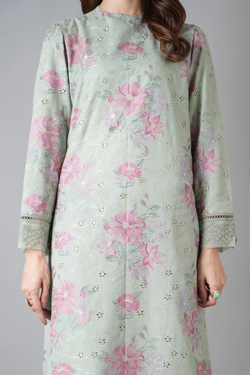 Bareeze- Karandi 3 Pcs All Over Embroidered Unstitched Suit With Chiffon Dupatta