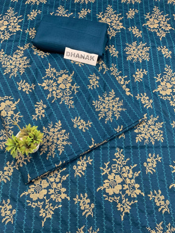 Doria Dhanak -  Allover 2Pcs Embroidered Shirt with Plain Trouser