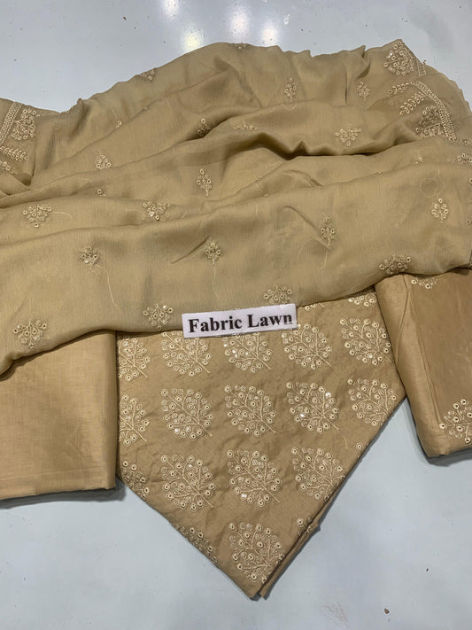 Chikan Kari - Lawn 3 Pcs Embroidered unstitched Dress with Chiffon Dupatta.