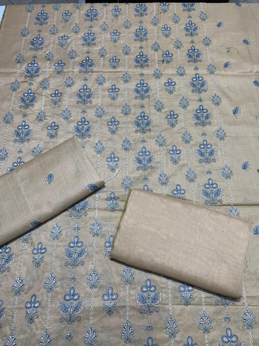 Chikan Kari - Lawn 2 Pcs Embroidered Unstitched Suit - Summer Oufits.