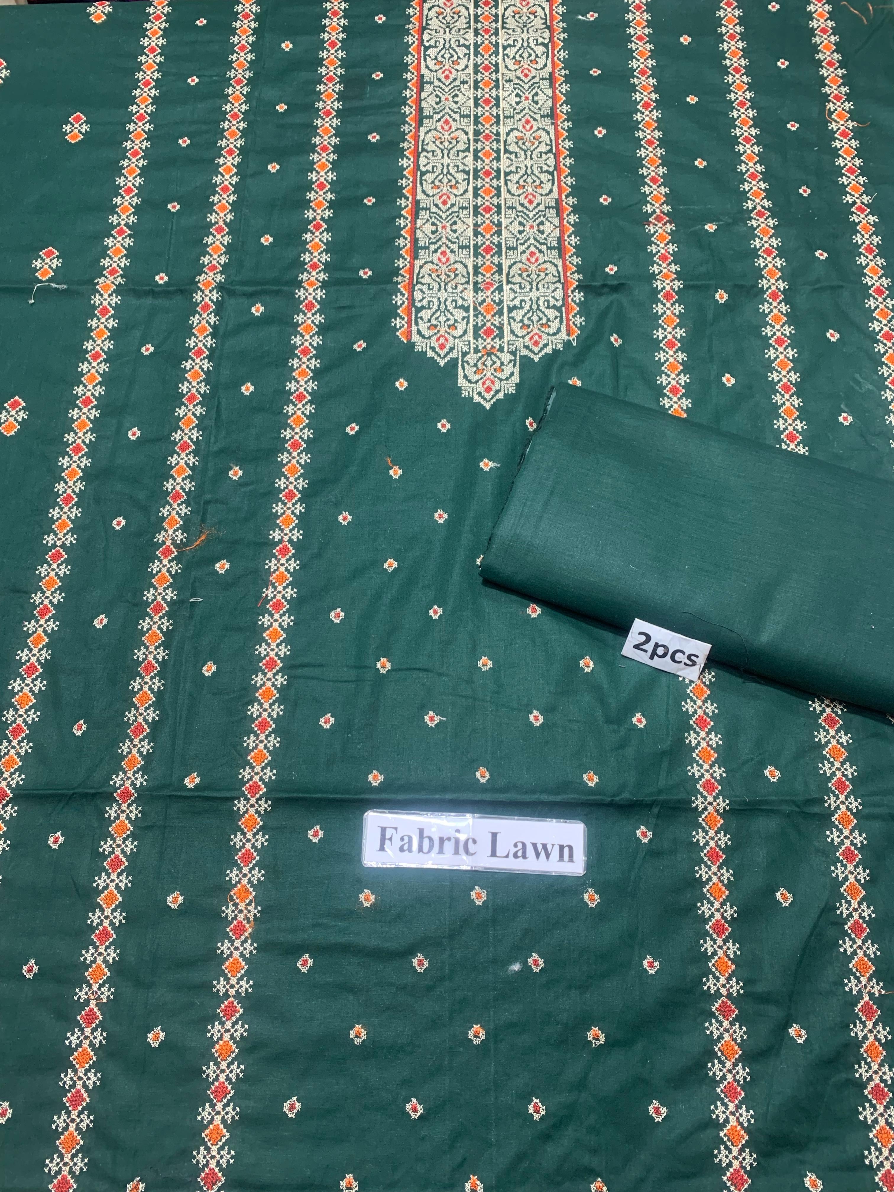 Embroidered - Lawn 2 Pcs   Unstitched Shirt and Trouser