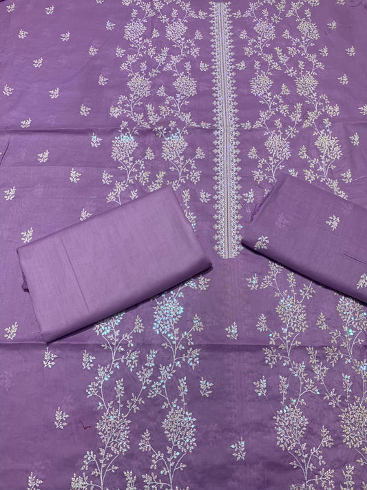 Beautiful Lawn 2 Pcs Embroidered Unstitched Suit - Summer Oufits.