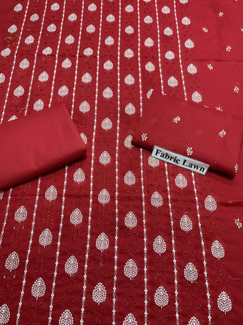 Bana Doria Chikan Kari Lawn 2 Pcs Embroidered Unstitched Suit - Summer Oufits.
