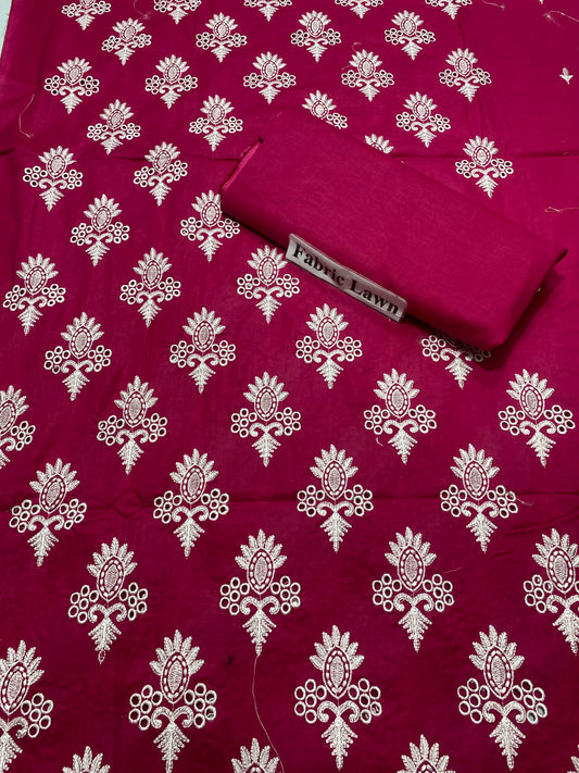 Chikan Kari - Lawn 2 Pcs Embroidered Unstitched Suit - Summer Oufits.