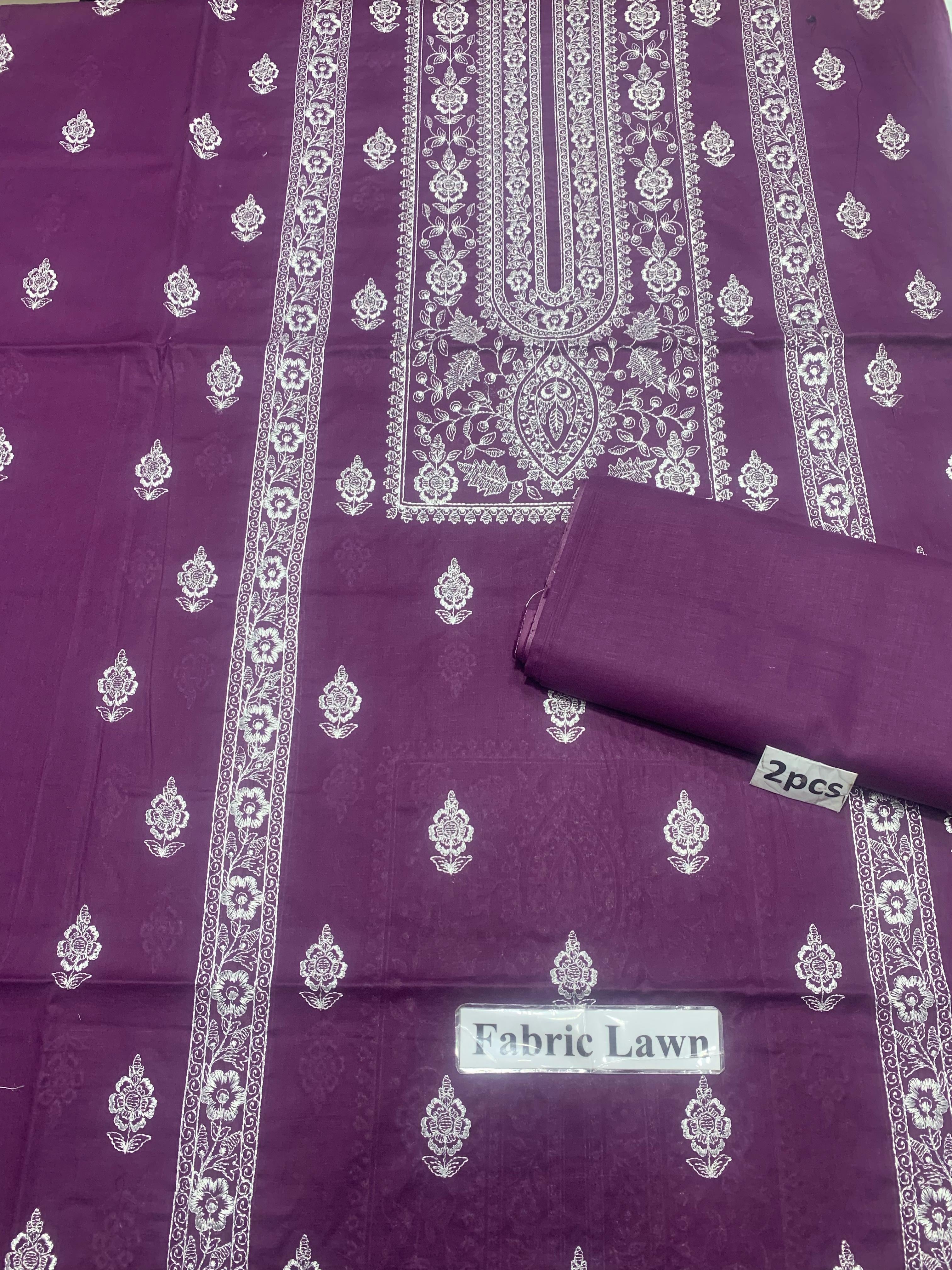 Embroidered - Lawn 2 Pcs   Unstitched Shirt and Trouser