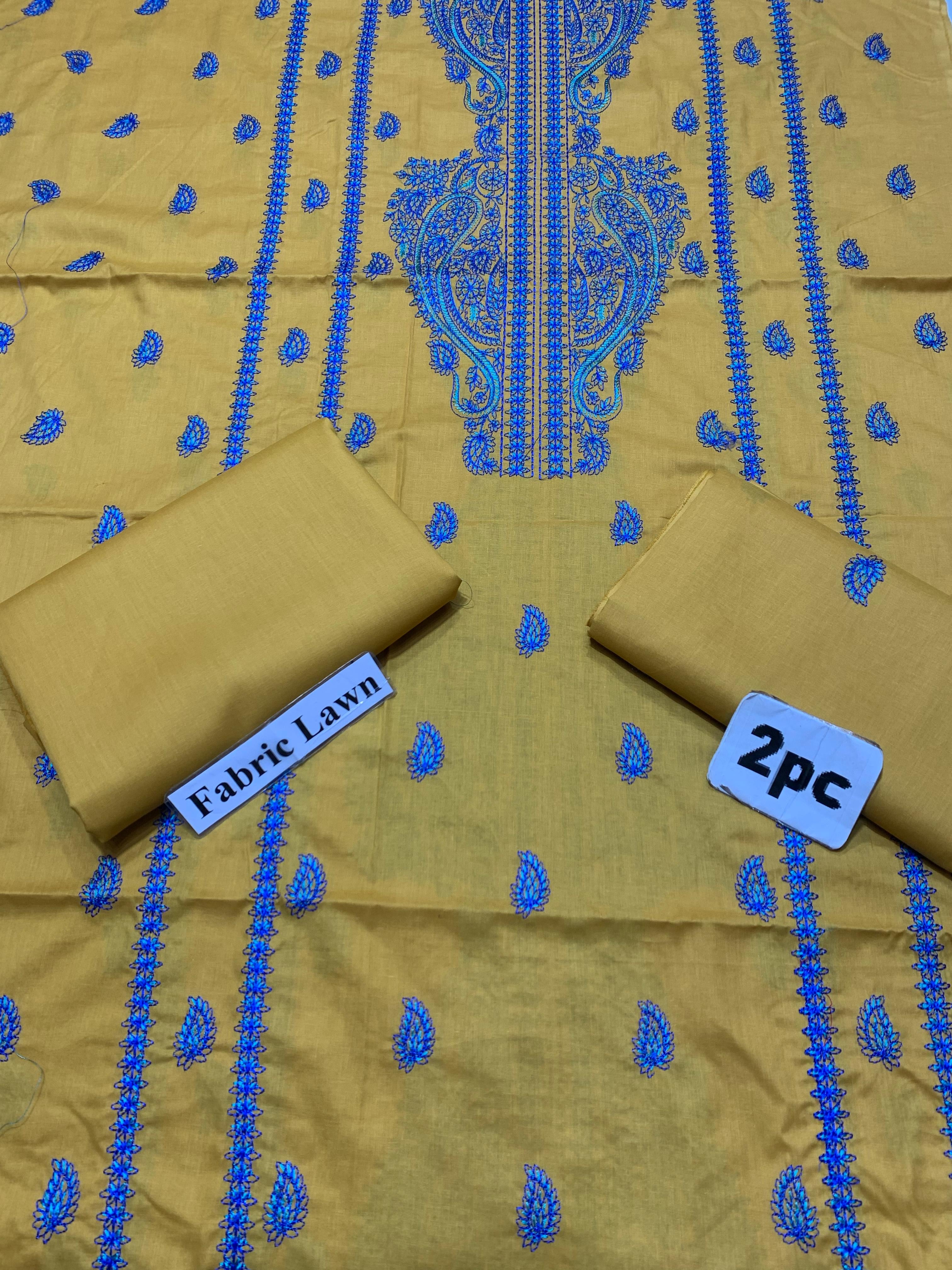 Embroidered - Lawn 2 Pcs   Unstitched Shirt and Trouser