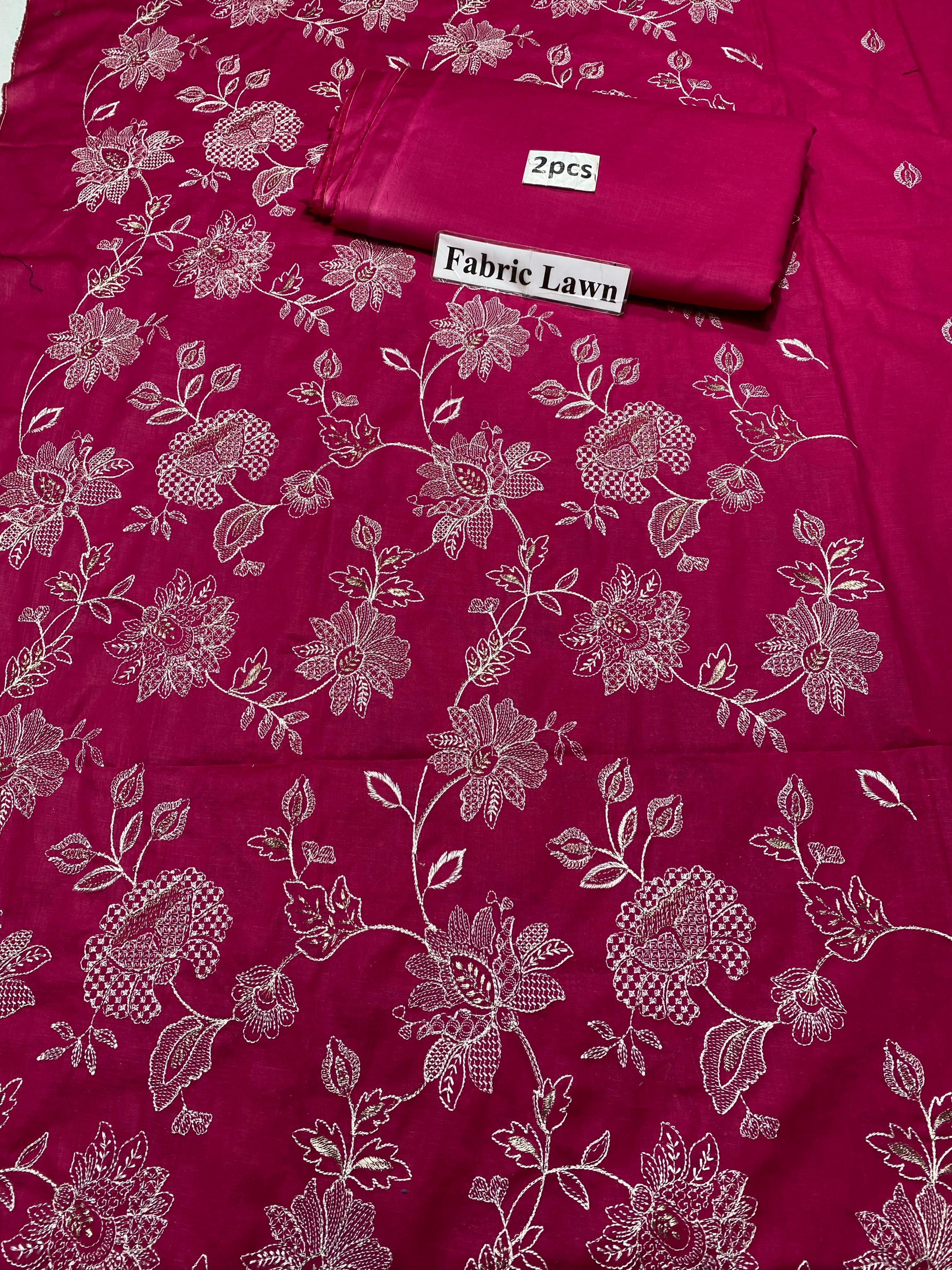 Embroidered - Lawn 2 Pcs   Unstitched Shirt and Trouser