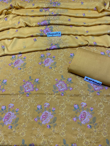 Bareeze- Karandi 3 Pcs All Over Embroidered Unstitched Suit