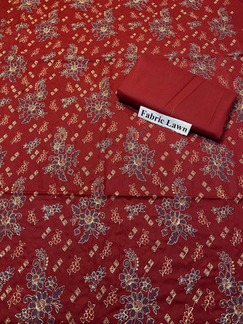 Embroidered - Lawn 2 Pcs   Unstitched Shirt and Trouser