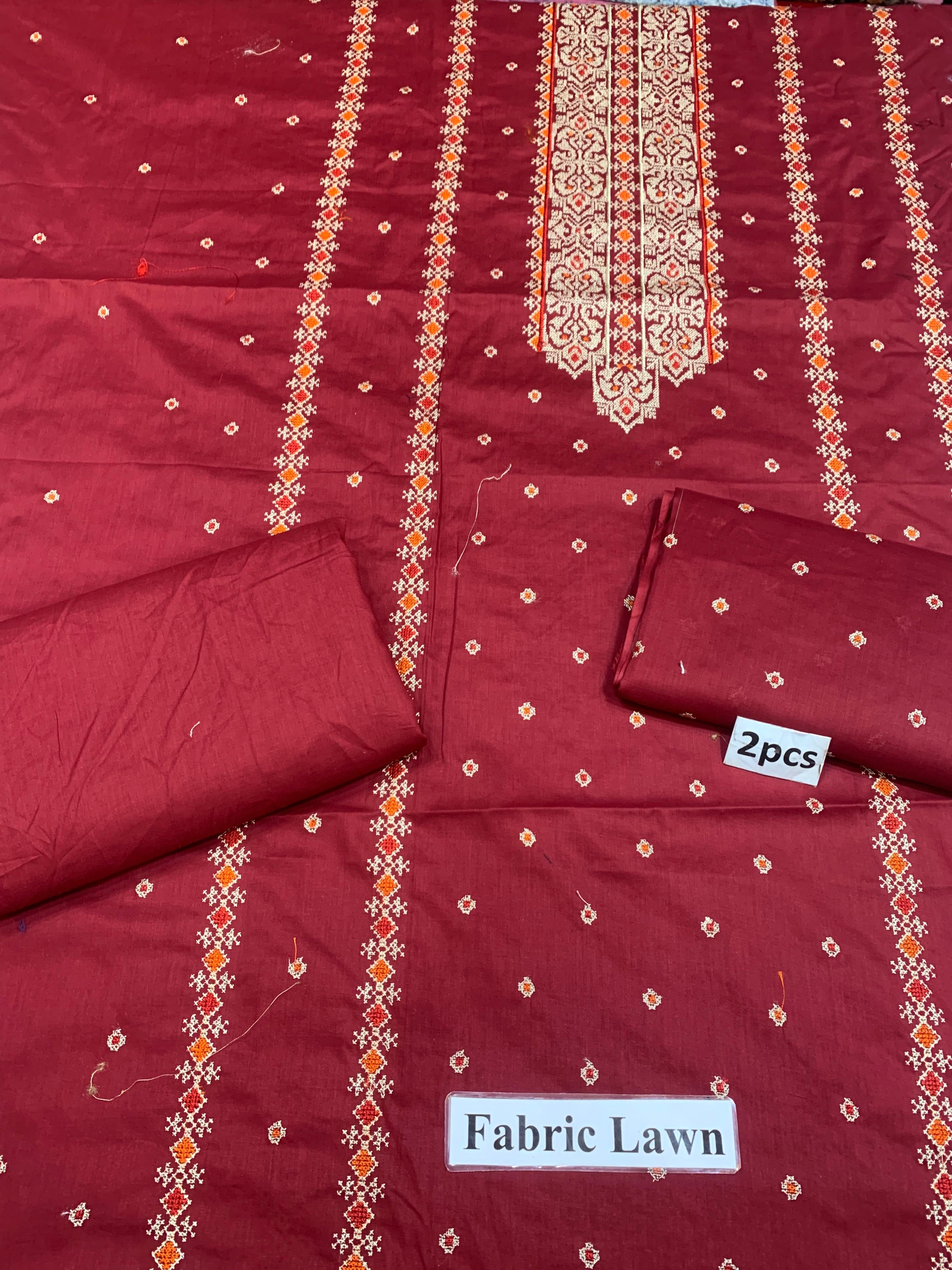 Embroidered - Lawn 2 Pcs   Unstitched Shirt and Trouser