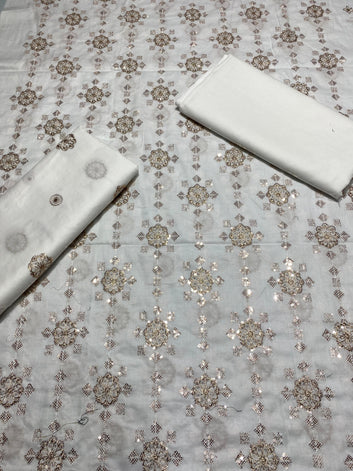 Beautiful Lawn 2 Pcs Embroidered Unstitched Suit - Summer Oufits.