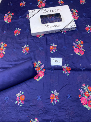 Bareeze AllOver Embroidered Chikan Kari Lawn 2 Pcs Unstitched Suit - Summer Oufits.