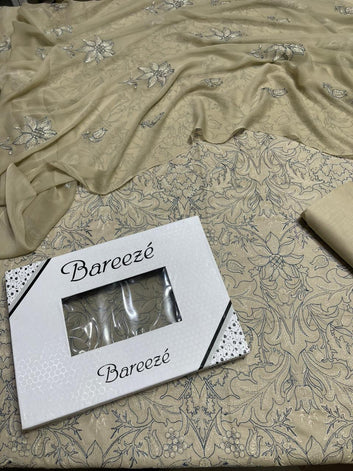 Bareeze - Lawn 3 Pcs Allover Embroidered unstitched Dress with Chiffon Dupatta.