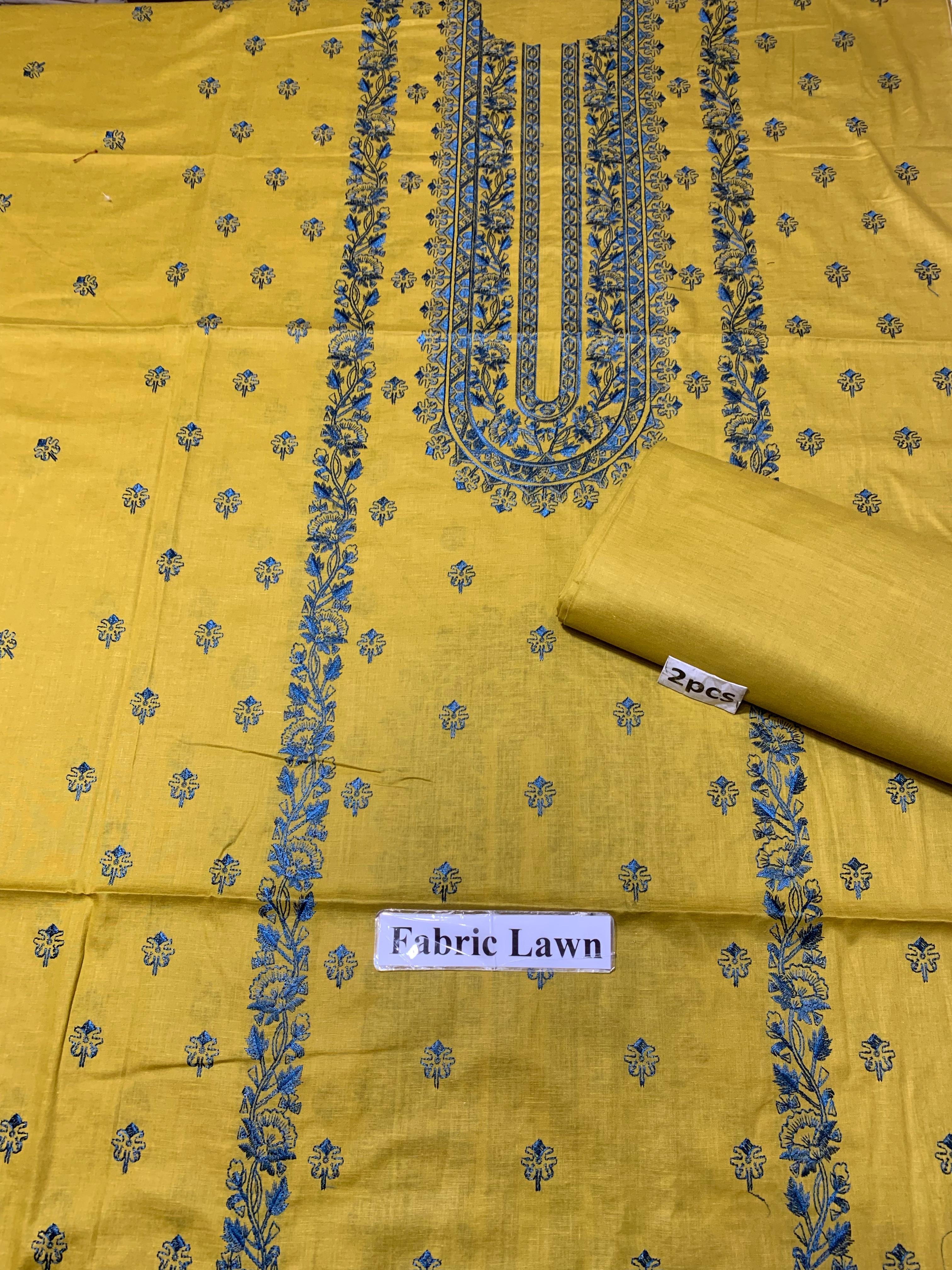 Embroidered - Lawn 2 Pcs   Unstitched Shirt and Trouser