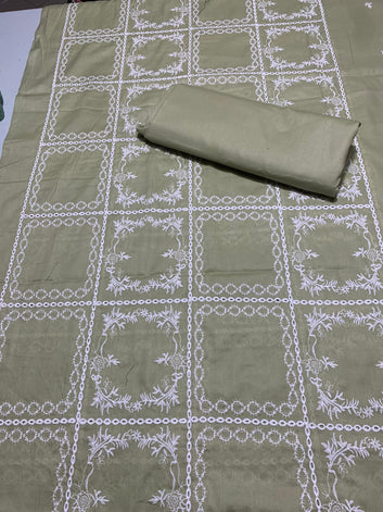 Chikan Kari - Lawn 2 Pcs Embroidered Unstitched Suit - Summer Oufits.
