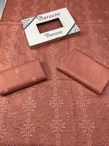 Chikan Kari - Lawn 2 Pcs Embroidered Unstitched Suit - Summer Oufits.