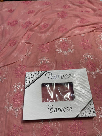 Bareeze Chikan Kari - Lawn 3 Pcs Allover Embroidered unstitched Dress with Chiffon Dupatta.